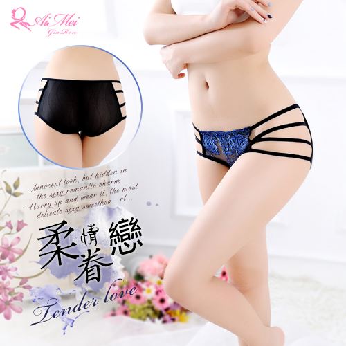 柔情眷戀！細帶網紗造型內褲﹝寶藍花刺繡﹞ E538735