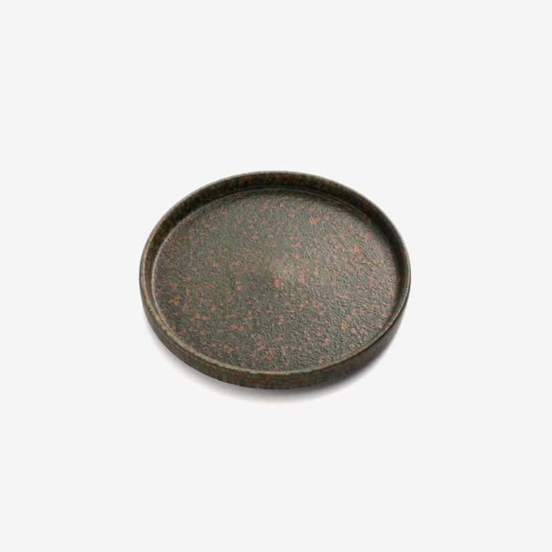 歐式 墨綠金箔 17cm 陶瓷淺盤｜綠紅｜單品_0
