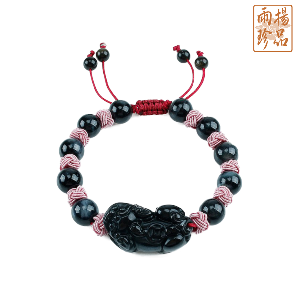 彩虹黑曜貔貅藍虎眼手鍊（女款）_3