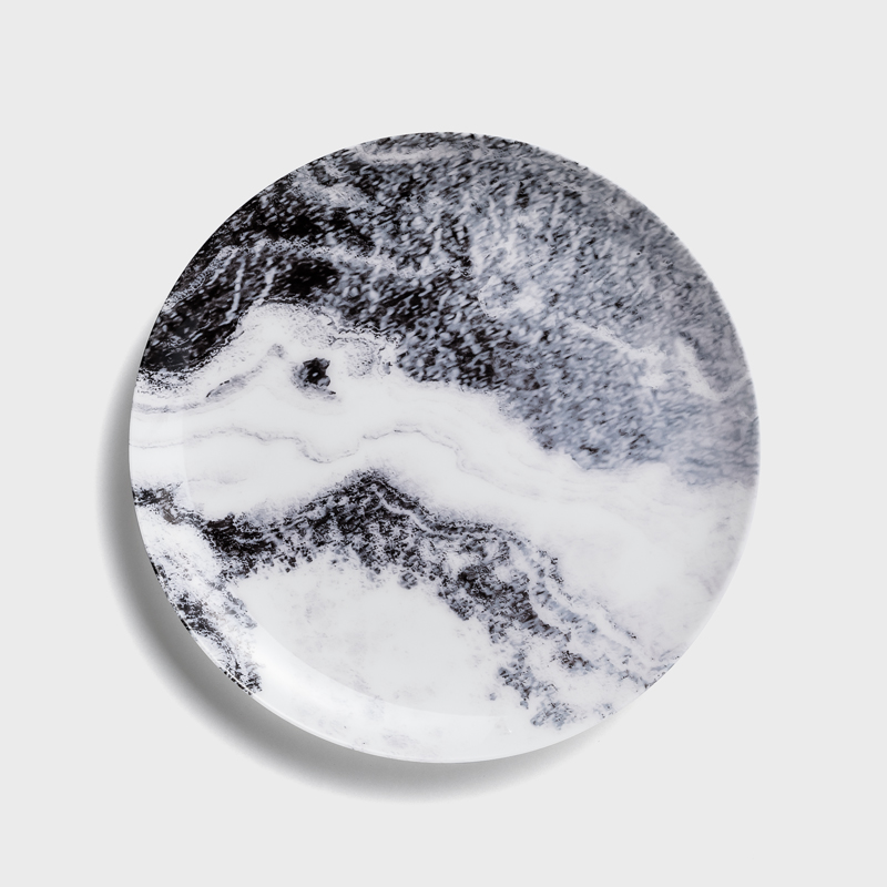 WAGA Earth Whisper Ink Waves Plate Bone China Ceramic 20cm_0