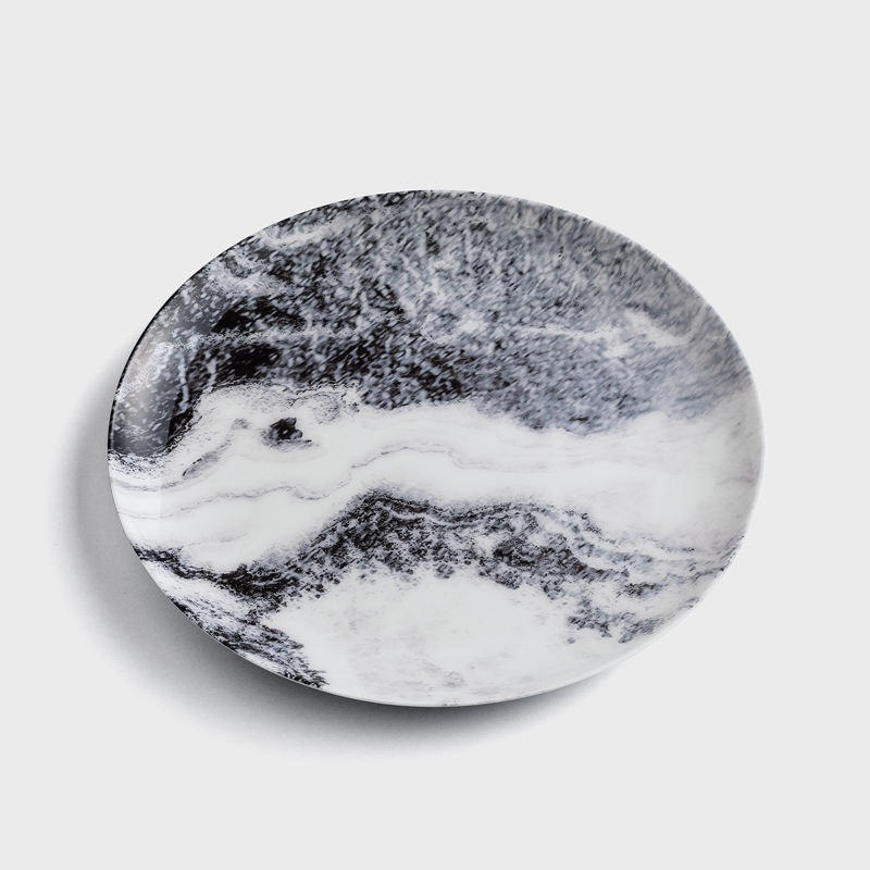 WAGA Earth Whisper Ink Waves Plate Bone China Ceramic 20cm_1
