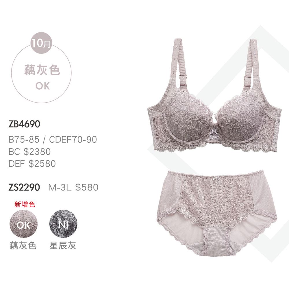 摩奇X-大V背B-F 罩杯調整型內衣(紫灰)挺魔力包副乳-ZB4690OKOK