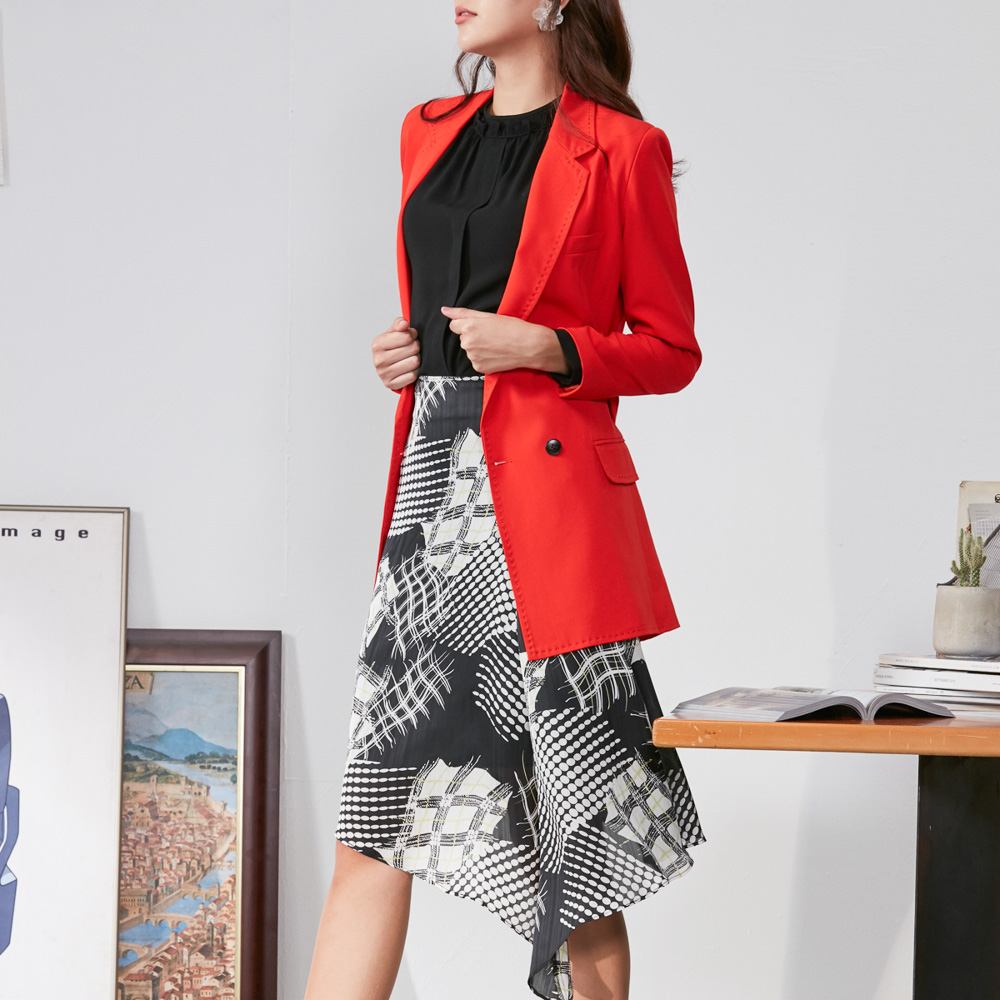 SST&C #Online Exclusive  Women'S Black and White Checkered Design Bias Skirt | 8361909002  (Outlet)_1