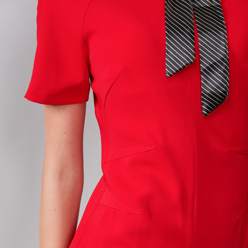 SST&C Red Pleated Embellished Dress | 8561910001  (Outlet)_3