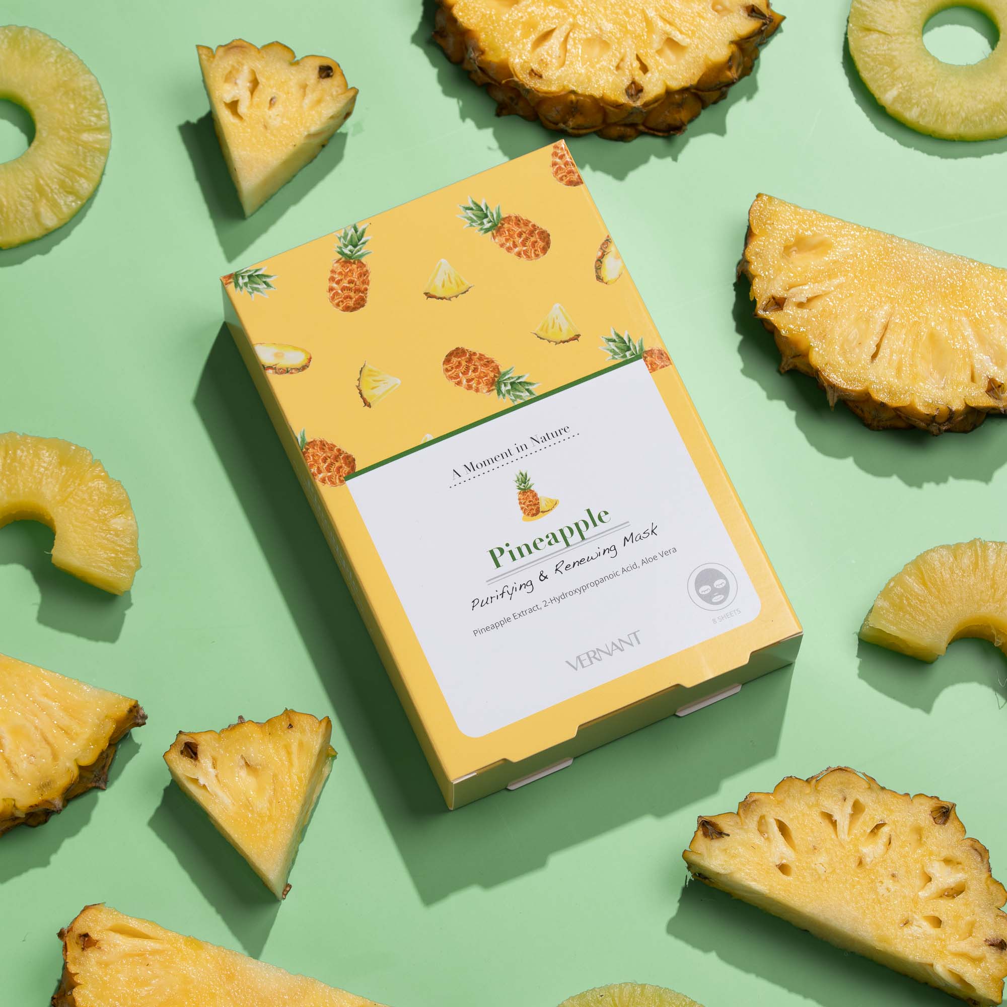 鳳梨淨化更新補水面膜Pineapple Purifying & Renewing Mask 一盒8片入_0