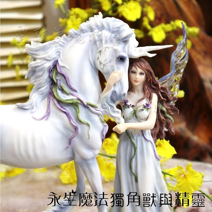 永生魔法獨角獸與精靈 ＊雕塑 雕像 擺飾＊_3