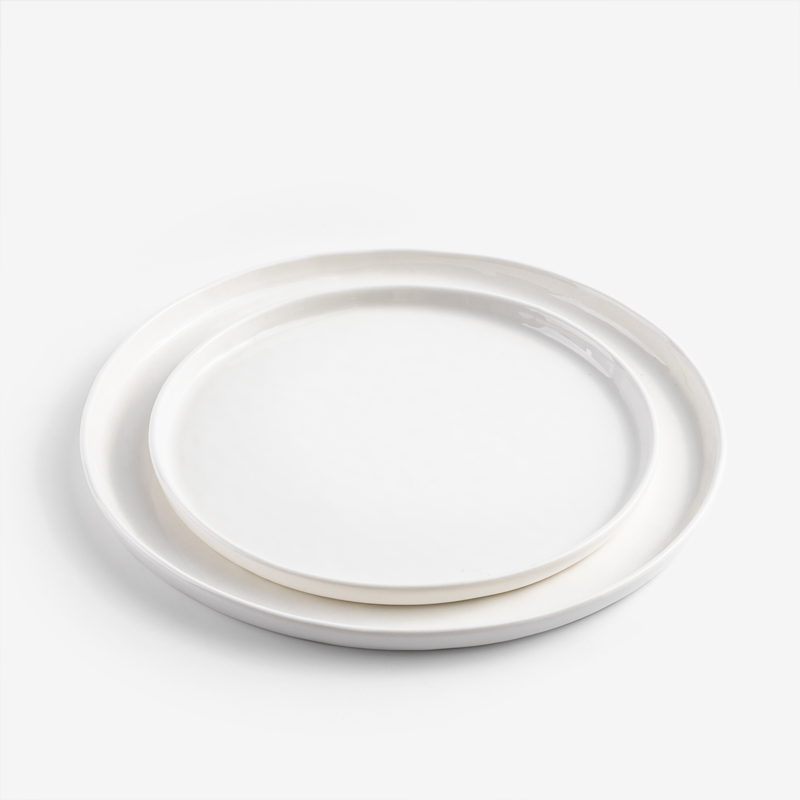 日式 淨白波紋 19cm 陶瓷圓盤｜單品_3
