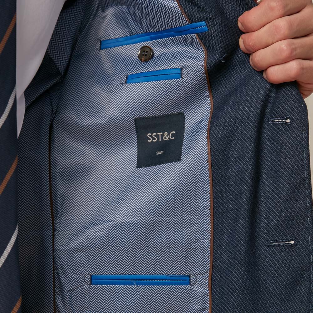 SST&C Navy Textured Slim Fit Suit Jacket | 0112001002  (Outlet)_3