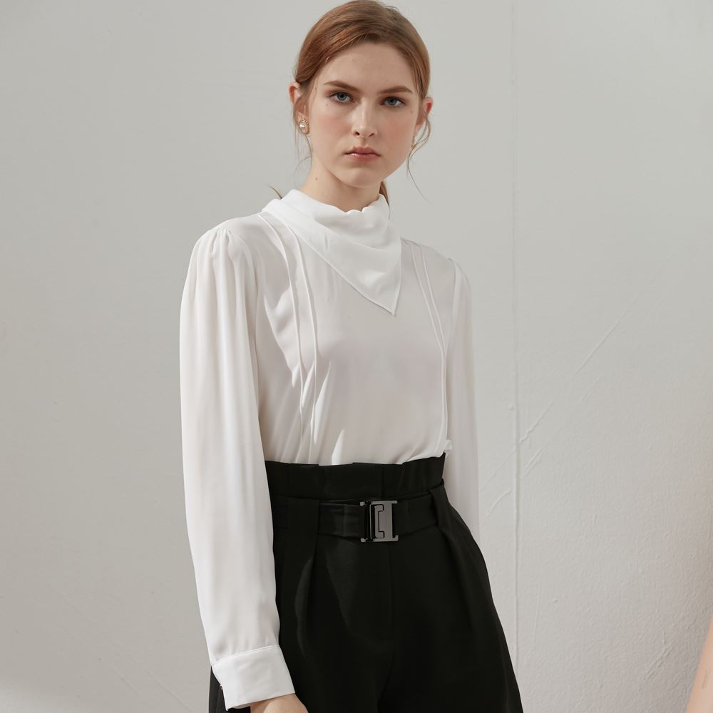 SST&C Women'S Scarf Collar Top | 7671909006  (Outlet)_0