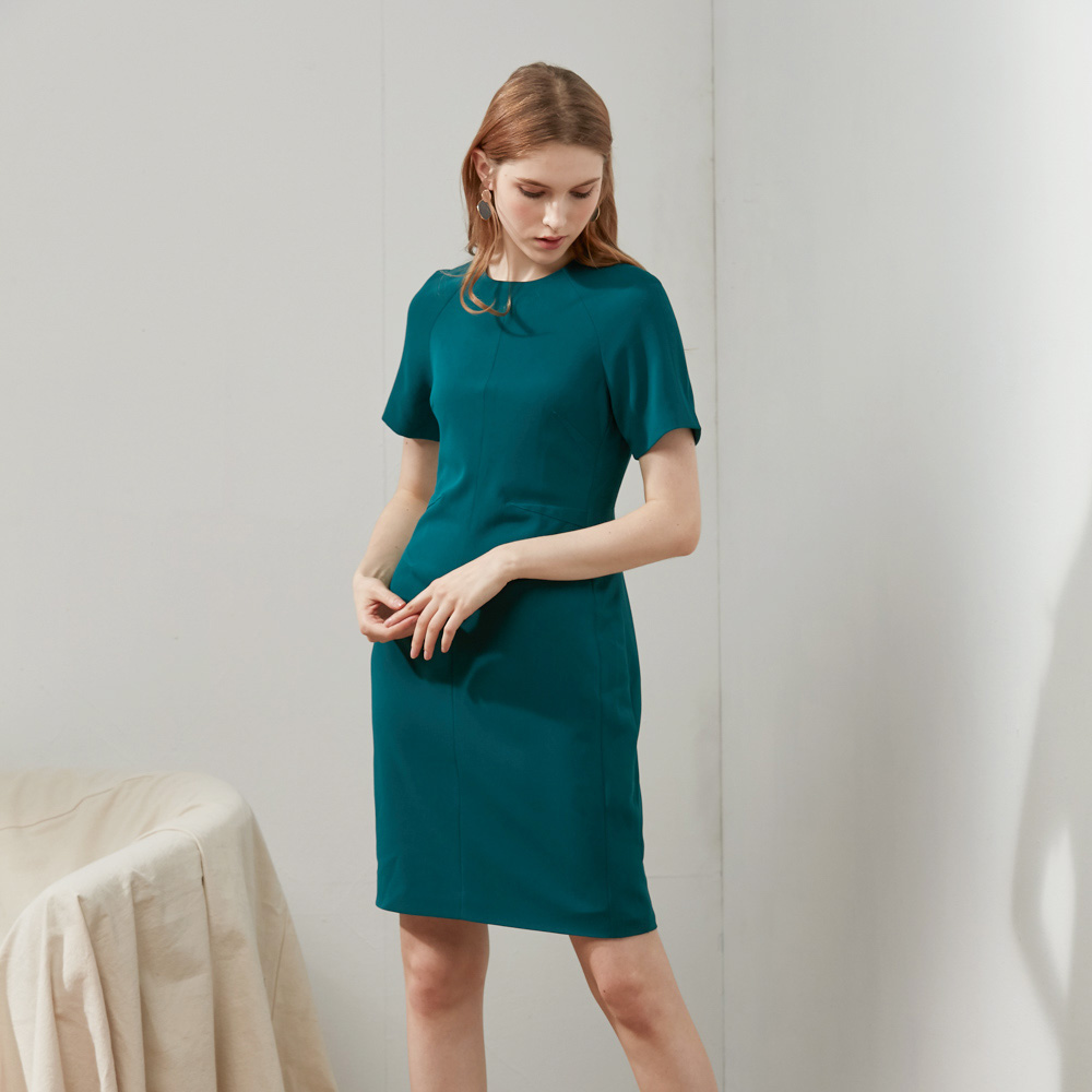 SST&C Lake Green Pleated Embellished Dress | 8561910002  (Outlet)_2