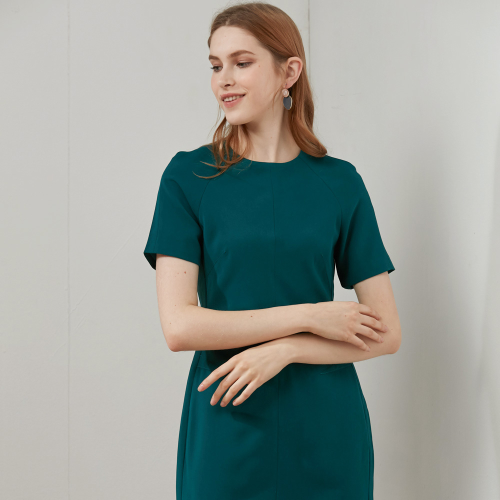SST&C Lake Green Pleated Embellished Dress | 8561910002  (Outlet)_3