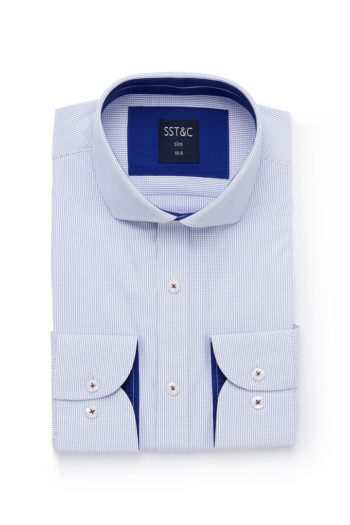 SST&C Textured Blue Shirt | 0312001004  (Outlet)_0