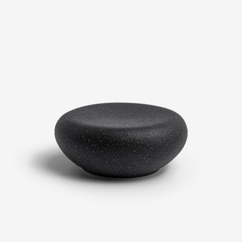 Zen 10.5cm Stone-Shaped Ceramic Plate | Black_0