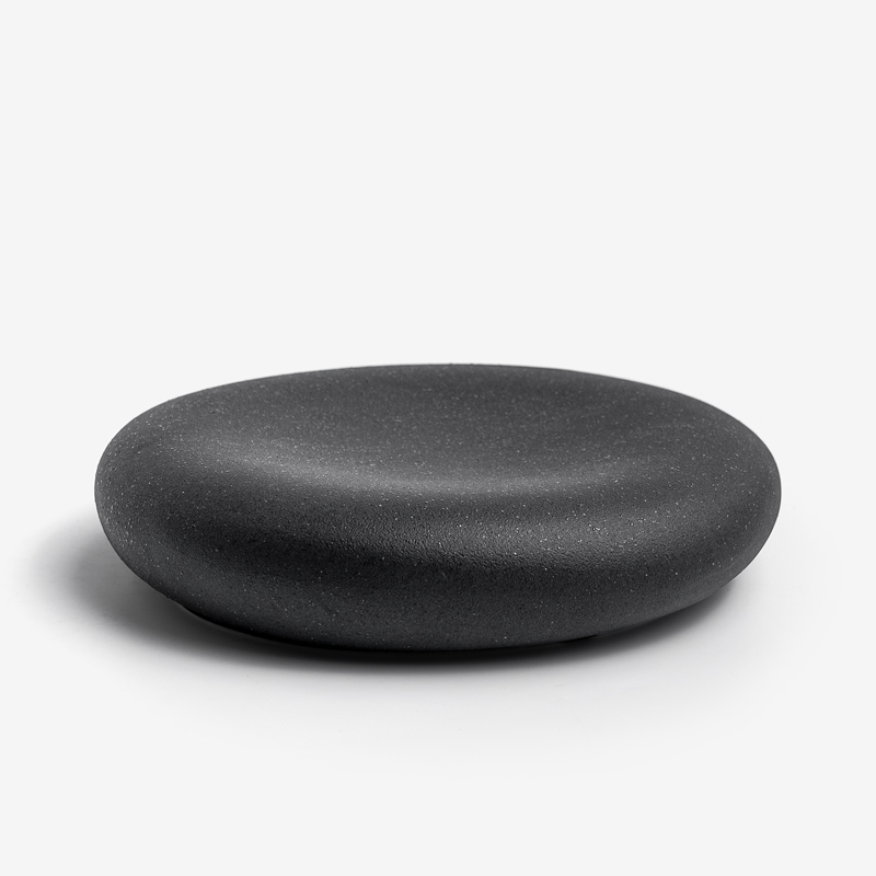Zen 20cm Stone-Shaped Ceramic Plate | Black_0