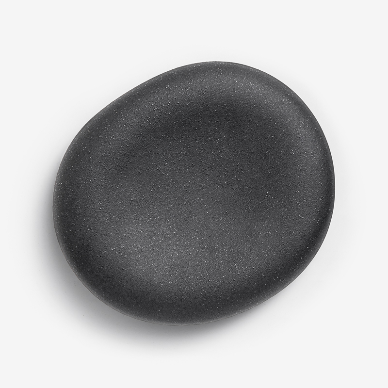 Zen 20cm Stone-Shaped Ceramic Plate | Black_2