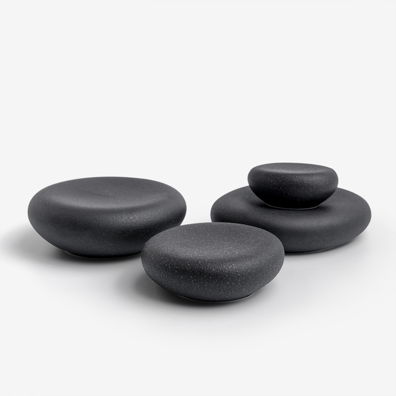 Zen 20cm Stone-Shaped Ceramic Plate | Black_3