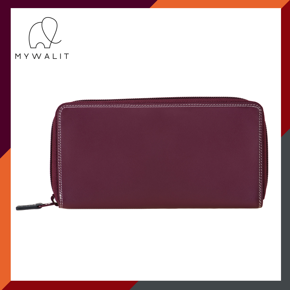 【MYWALIT】拉鍊長夾-暗酒紅1259-136
