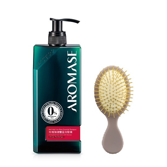 【AROMASE艾瑪絲】玫瑰強健豐盈洗髮精400ml+口袋黃金梳1支(紅/紫/綠三色任選)_0
