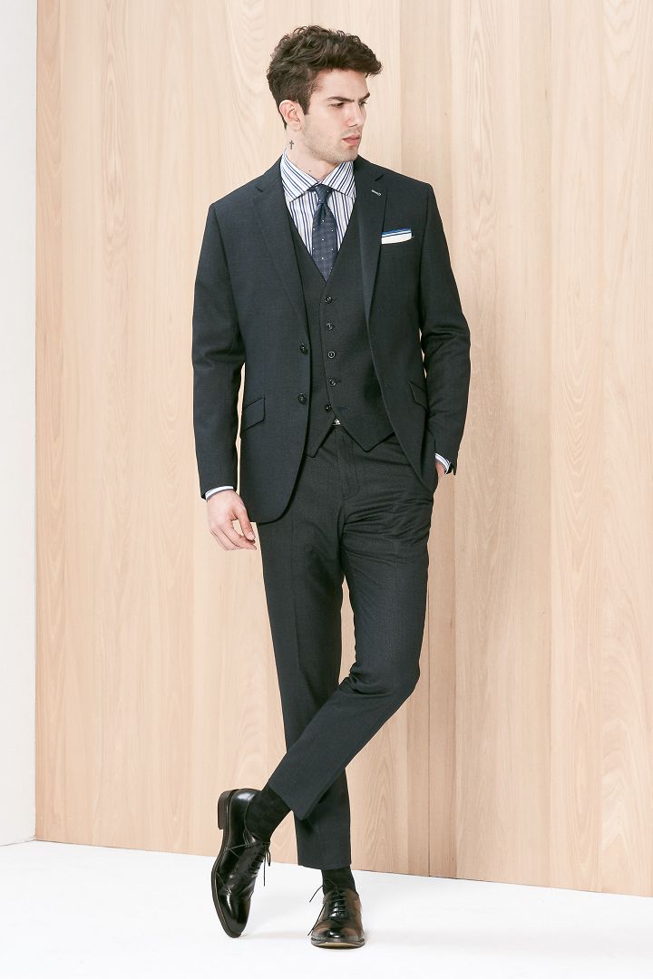 SST&C Gray Textured Slim Fit Suit Jacket | 0112003002  (Outlet)_1