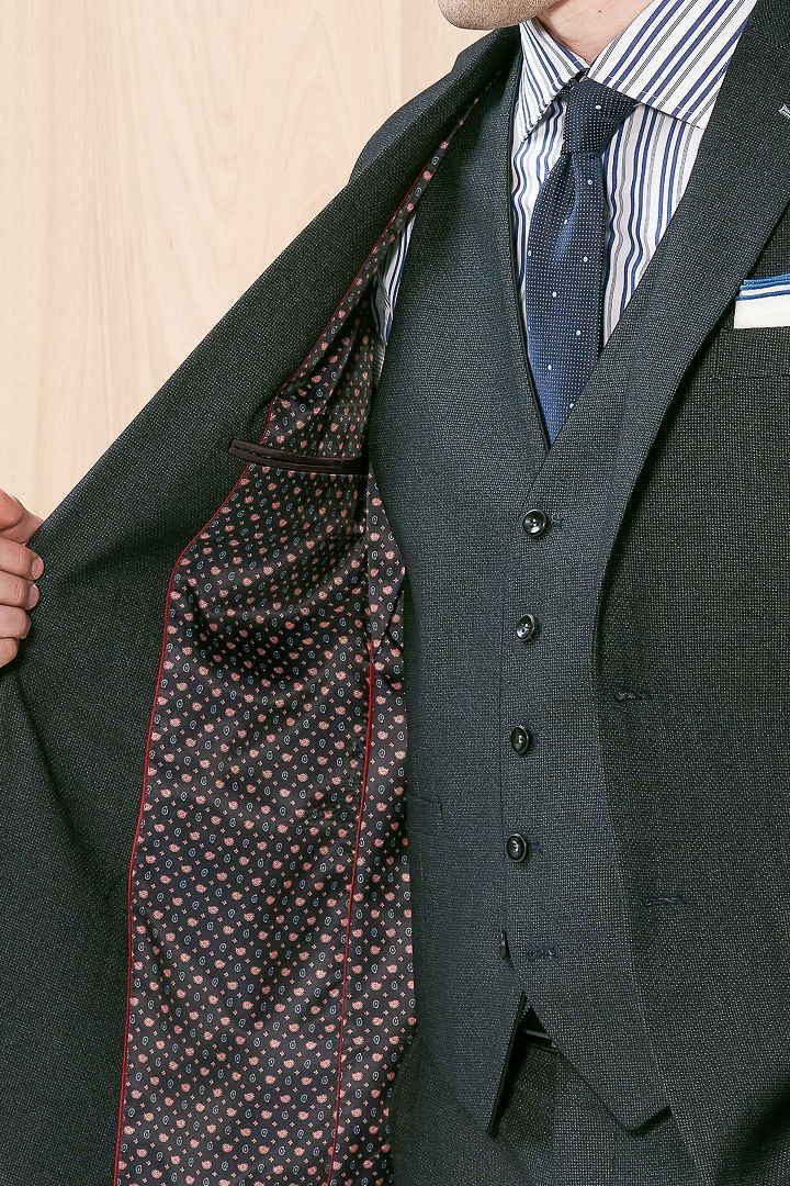 SST&C Gray Textured Slim Fit Suit Jacket | 0112003002  (Outlet)_3