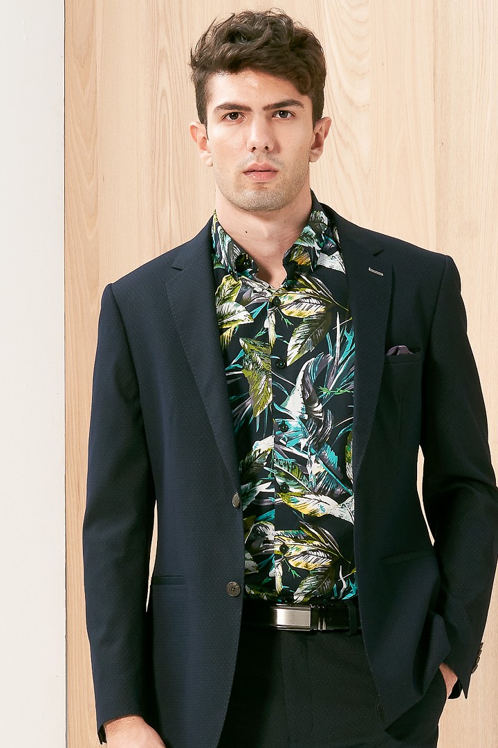 SST&C Navy Blue Dotted Slim Fit Suit Jacket | 0112003010  (Outlet)_0
