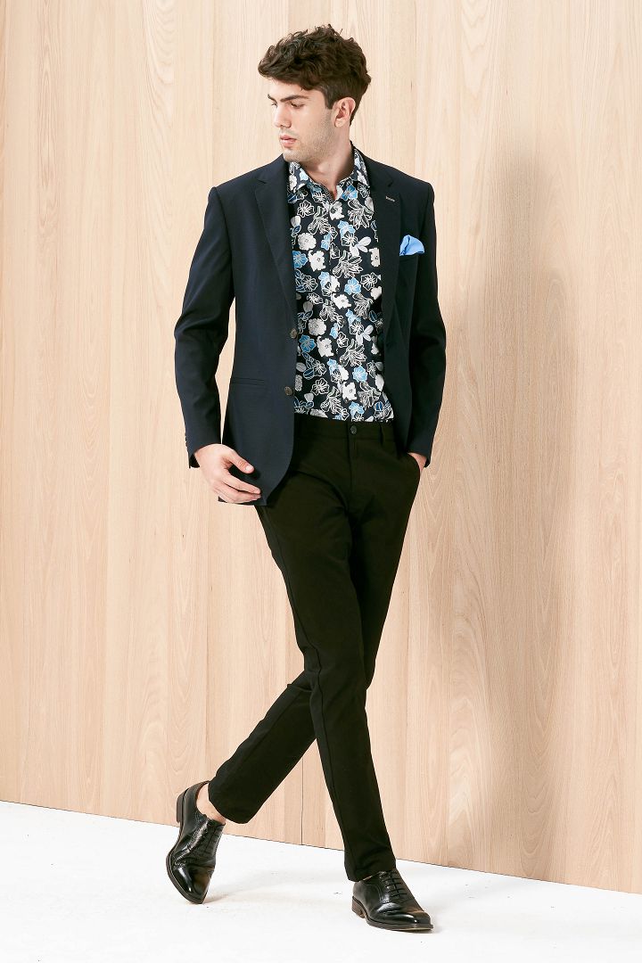 SST&C Navy Blue Dotted Slim Fit Suit Jacket | 0112003010  (Outlet)_2