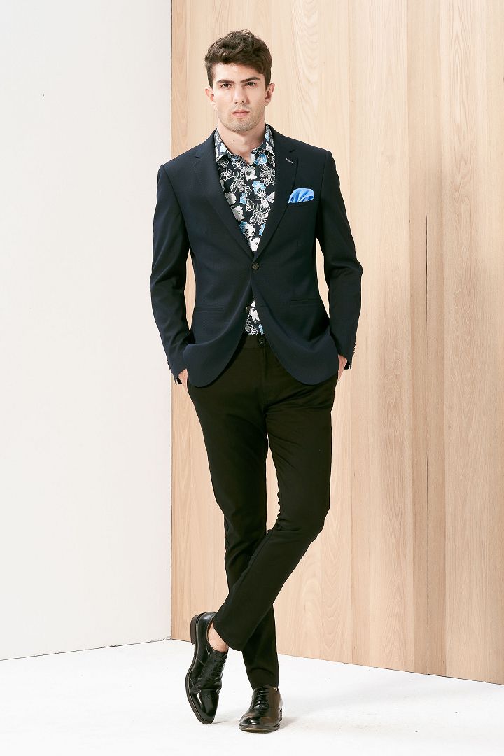 SST&C Navy Blue Dotted Slim Fit Suit Jacket | 0112003010  (Outlet)_3