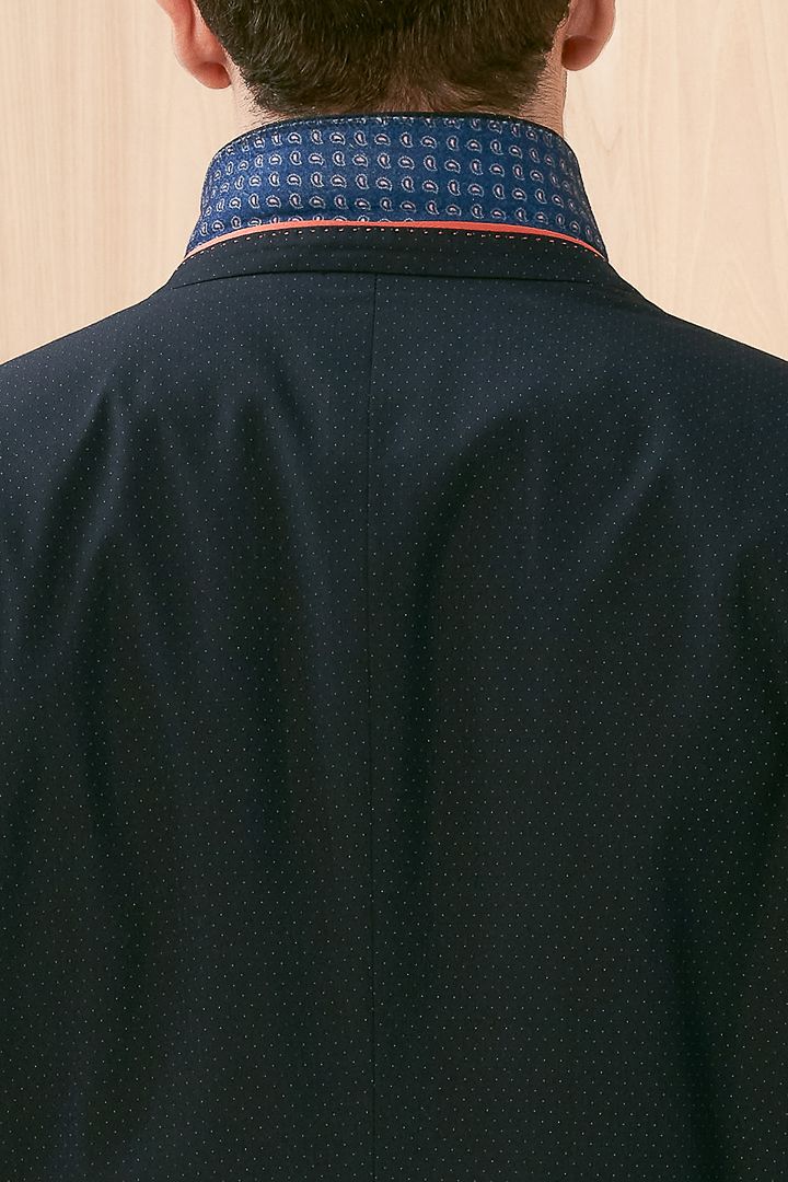 SST&C Navy Blue Dotted Slim Fit Suit Jacket | 0112003010  (Outlet)_6