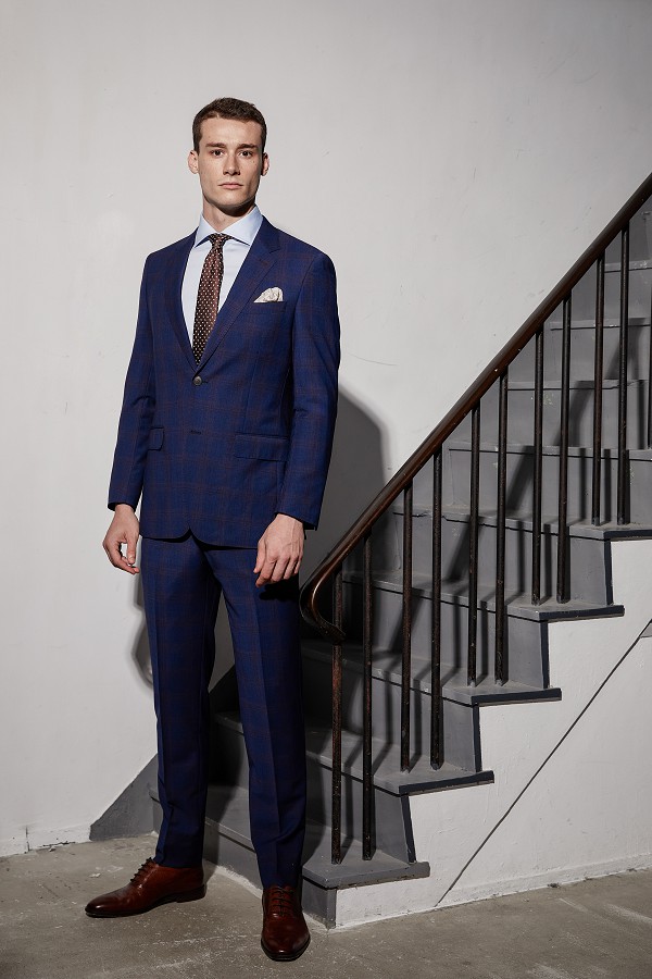SST&C #Milan Series  Navy Blue Check Pattern Slim Fit Suit Jacket | 0112004001  (Outlet)_0