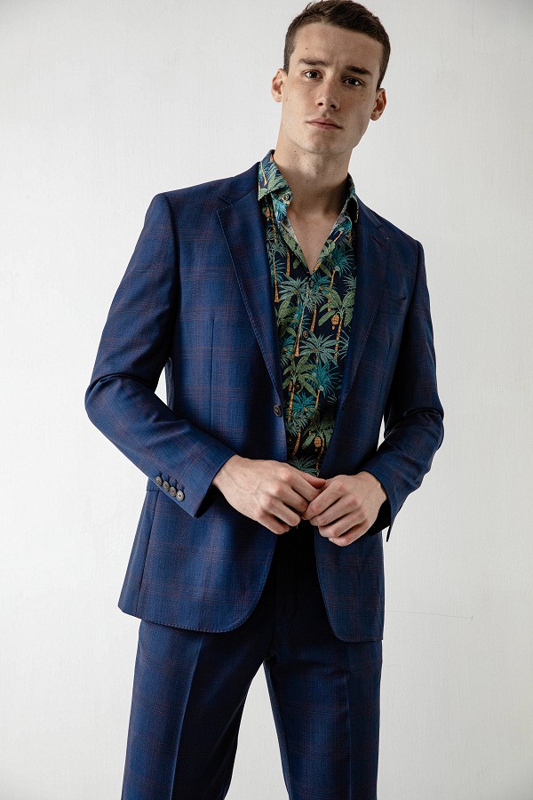SST&C #Milan Series  Navy Blue Check Pattern Slim Fit Suit Jacket | 0112004001  (Outlet)_1