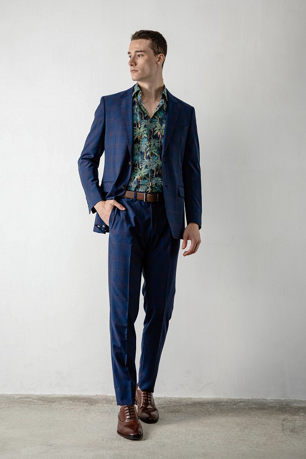 SST&C #Milan Series  Navy Blue Check Pattern Slim Fit Suit Jacket | 0112004001  (Outlet)_3