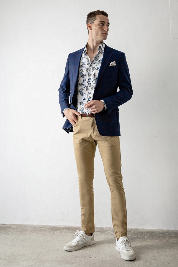 SST&C #Milan Series  Navy Blue Check Pattern Slim Fit Suit Jacket | 0112004001  (Outlet)_4
