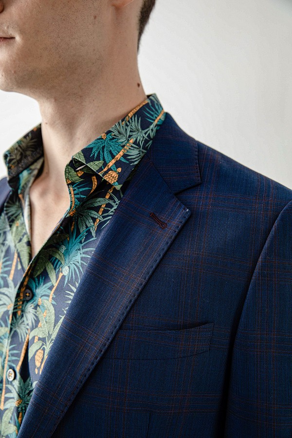 SST&C #Milan Series  Navy Blue Check Pattern Slim Fit Suit Jacket | 0112004001  (Outlet)_5