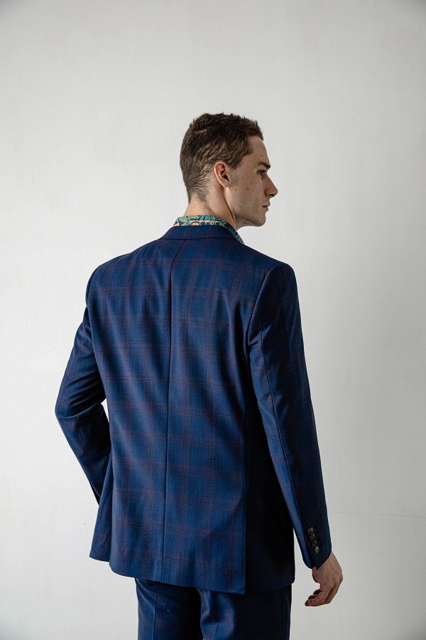 SST&C #Milan Series  Navy Blue Check Pattern Slim Fit Suit Jacket | 0112004001  (Outlet)_7
