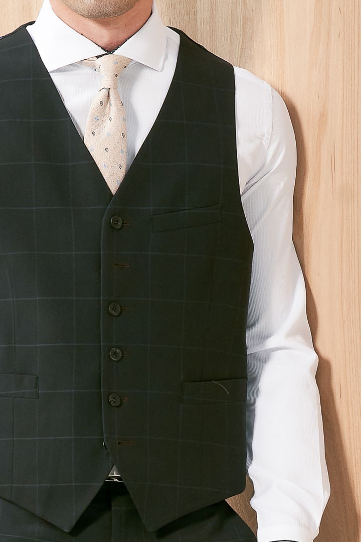 SST&C Black Pane Slim Fit Suit Vest | 0512004004  (Outlet)_3