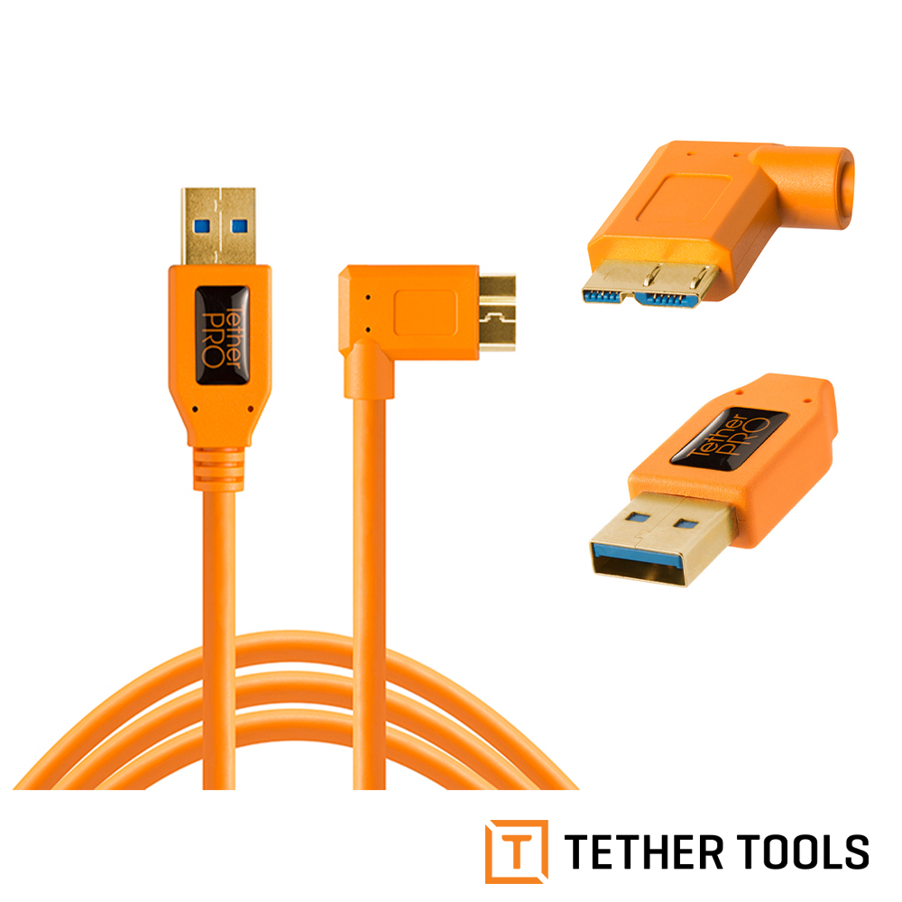 【TETHER TOOLS】CU61RT15-ORG USB 3.0 轉 Micro USB 直角 傳輸線 4.6M 公司貨_0
