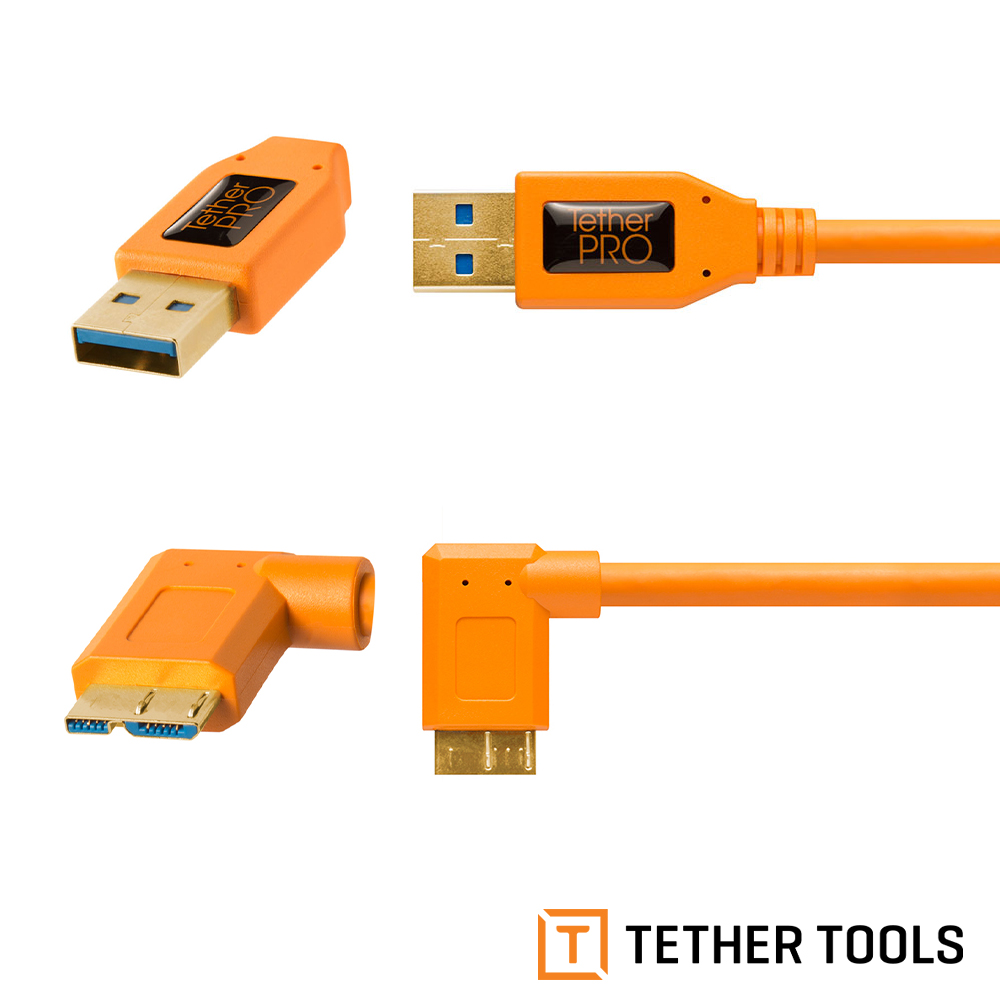 【TETHER TOOLS】CU61RT15-ORG USB 3.0 轉 Micro USB 直角 傳輸線 4.6M 公司貨_2