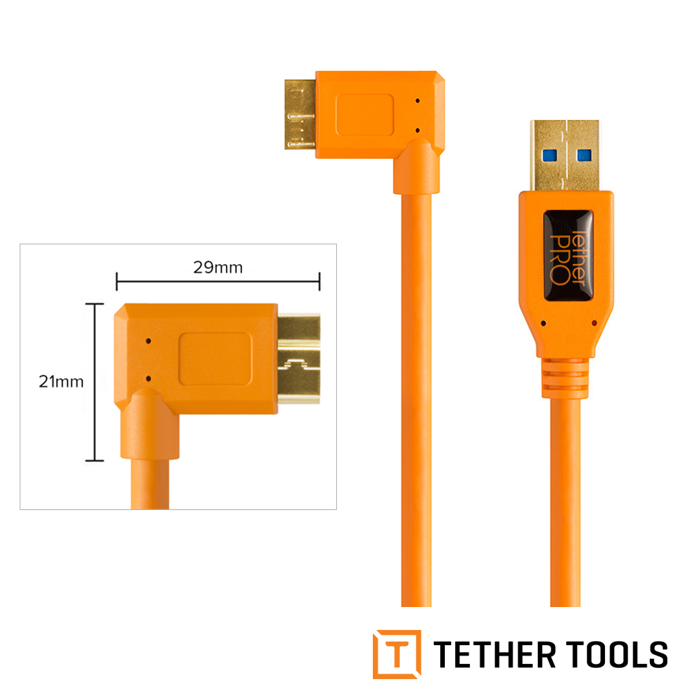 【TETHER TOOLS】CU61RT15-ORG USB 3.0 轉 Micro USB 直角 傳輸線 4.6M 公司貨_4