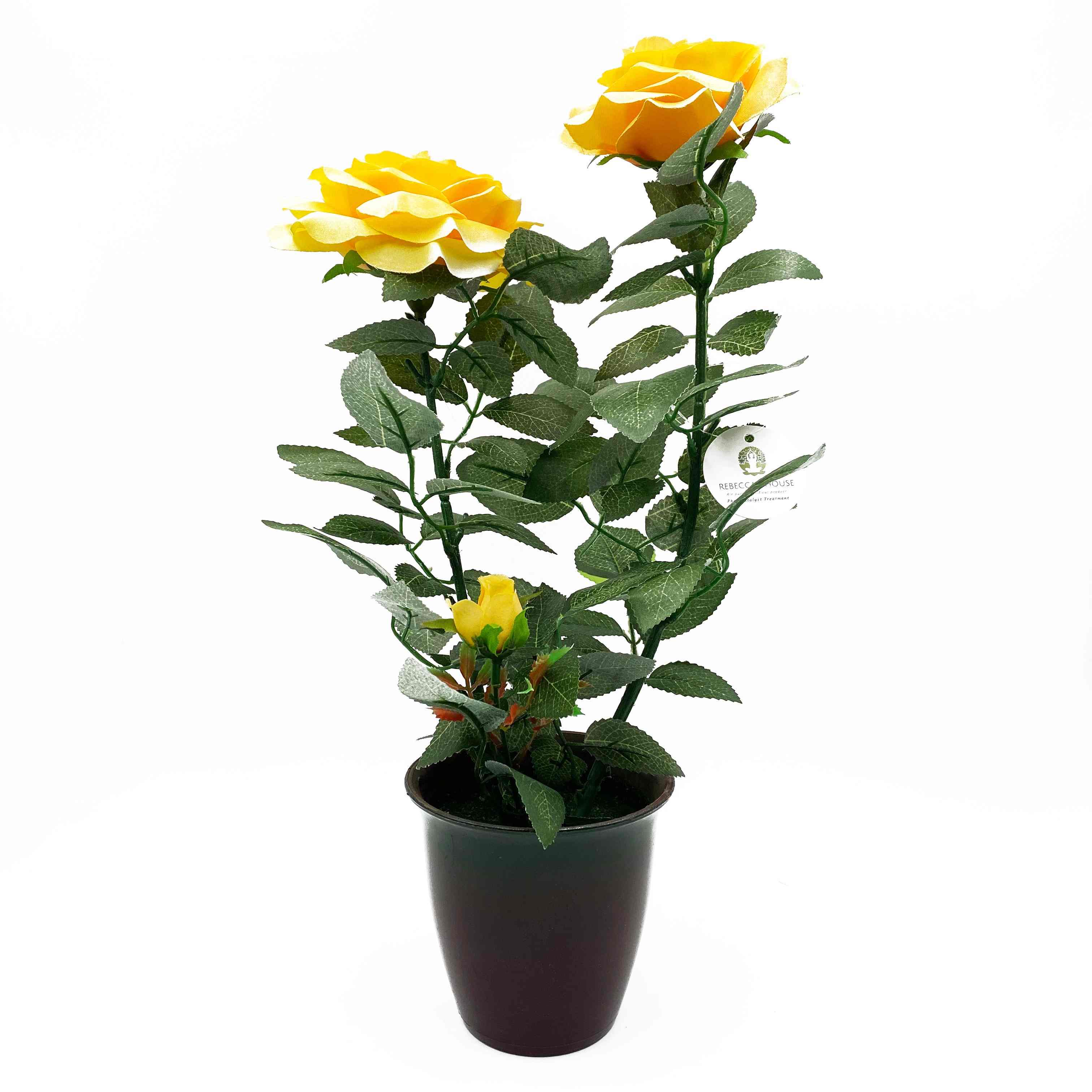 仿真黃玫瑰盆栽 光觸媒加工 不易沾塵 假花 假樹 人造花 不凋花 仿真植物 居家裝飾【HB0201】《約翰家庭百貨_1