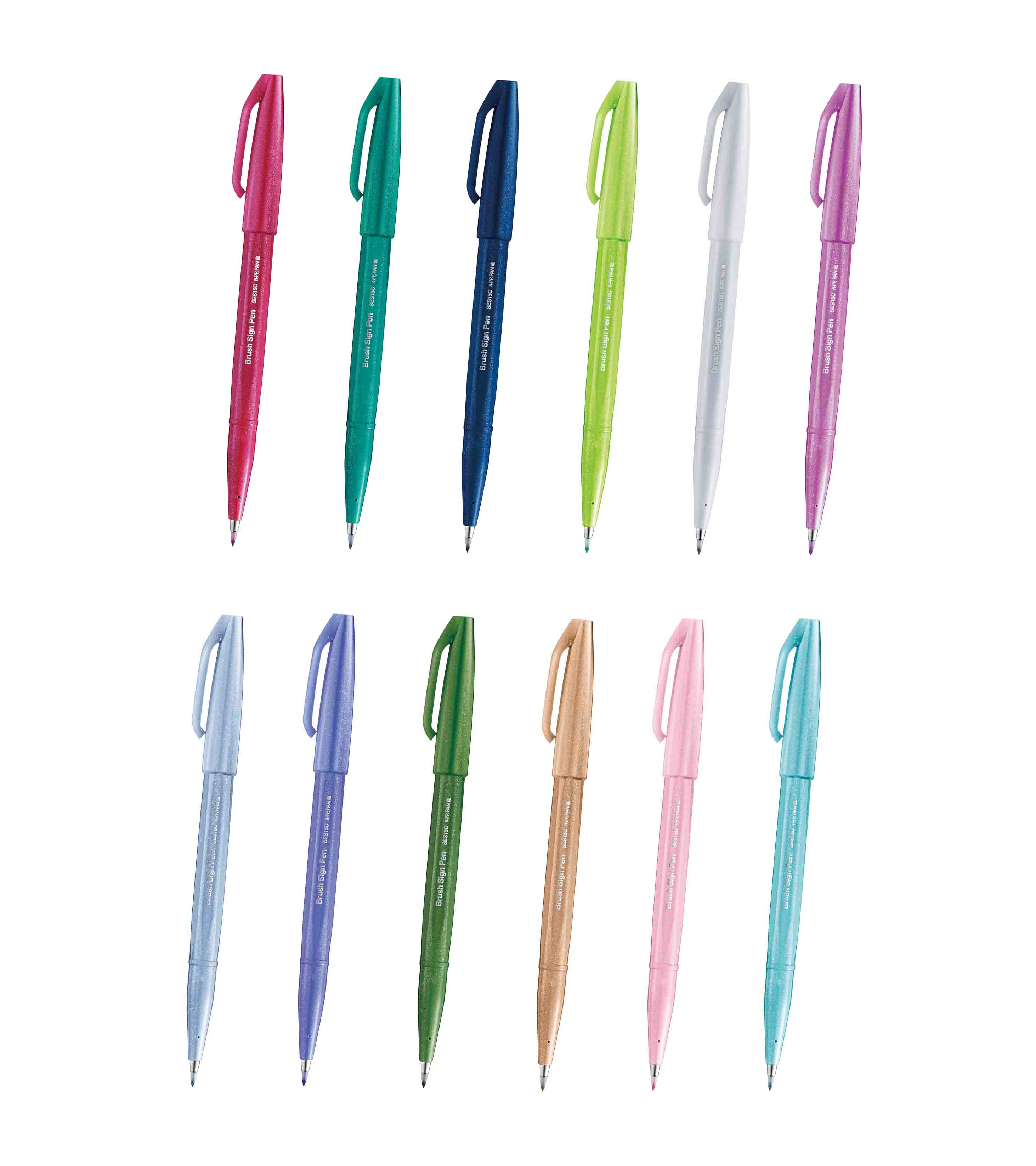 Pentel  Brush Sign Pen新色柔繪筆(SES15C)-(紅/綠/藍/黃綠/灰/紫紅/粉藍/紫/墨綠/粉棕/粉紅/淺藍)_0