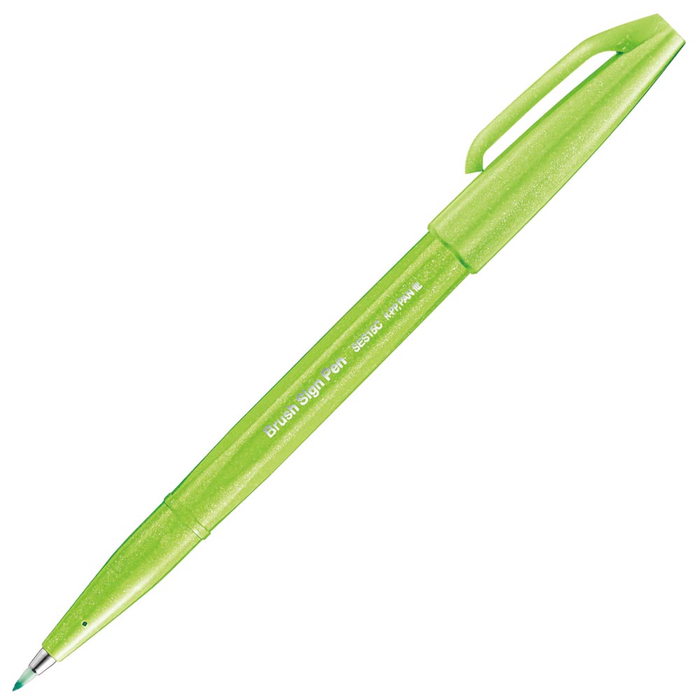 Pentel  Brush Sign Pen新色柔繪筆(SES15C)-(紅/綠/藍/黃綠/灰/紫紅/粉藍/紫/墨綠/粉棕/粉紅/淺藍)_2