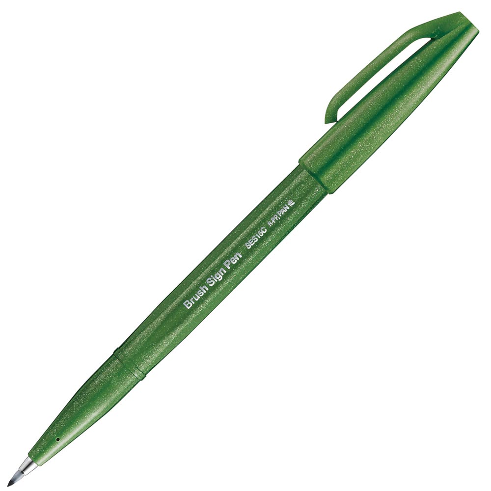 Pentel  Brush Sign Pen新色柔繪筆(SES15C)-(紅/綠/藍/黃綠/灰/紫紅/粉藍/紫/墨綠/粉棕/粉紅/淺藍)_4