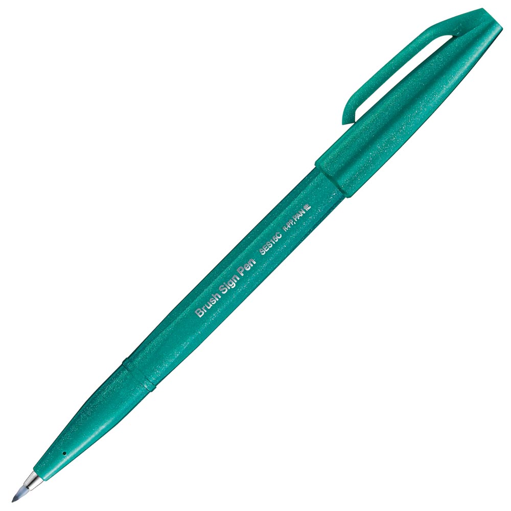 Pentel  Brush Sign Pen新色柔繪筆(SES15C)-(紅/綠/藍/黃綠/灰/紫紅/粉藍/紫/墨綠/粉棕/粉紅/淺藍)_5