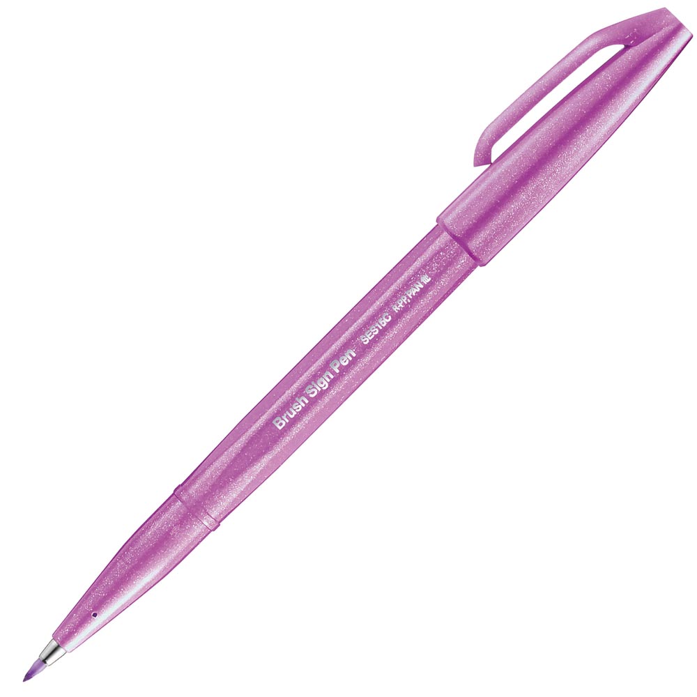 Pentel  Brush Sign Pen新色柔繪筆(SES15C)-(紅/綠/藍/黃綠/灰/紫紅/粉藍/紫/墨綠/粉棕/粉紅/淺藍)_9