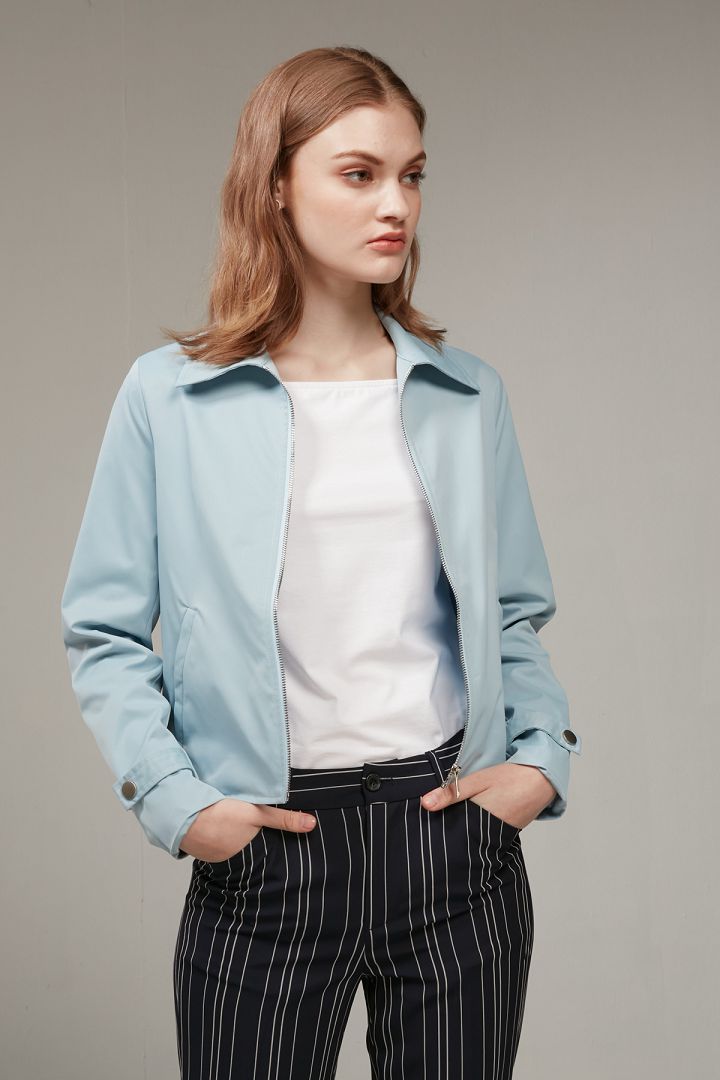 SST&C #Online Exclusive  Women'S Sky Blue Lightweight Zip Short Windbreaker | 8162003001  (Outlet)_0