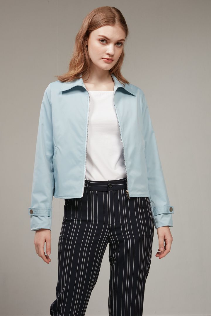 SST&C #Online Exclusive  Women'S Sky Blue Lightweight Zip Short Windbreaker | 8162003001  (Outlet)_1