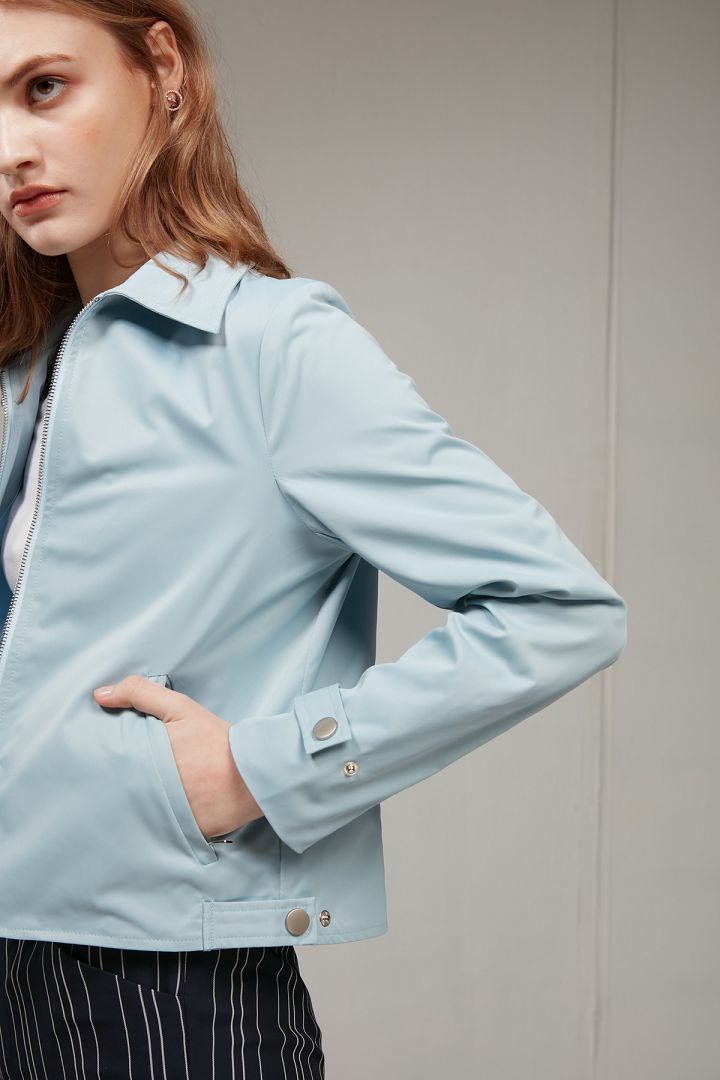 SST&C #Online Exclusive  Women'S Sky Blue Lightweight Zip Short Windbreaker | 8162003001  (Outlet)_5