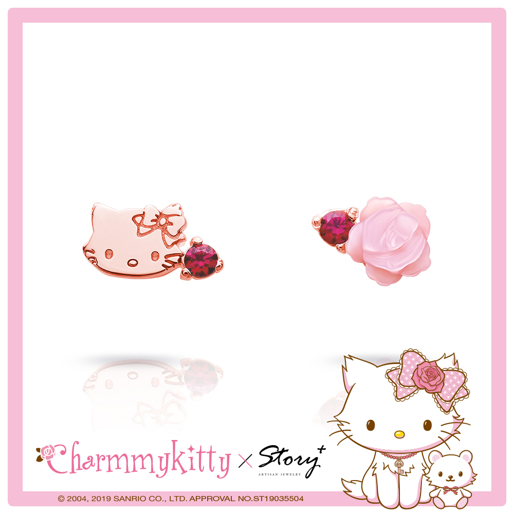 恰咪甜美系列-CharmmyKitty玫瑰純銀耳環(玫瑰金)_0