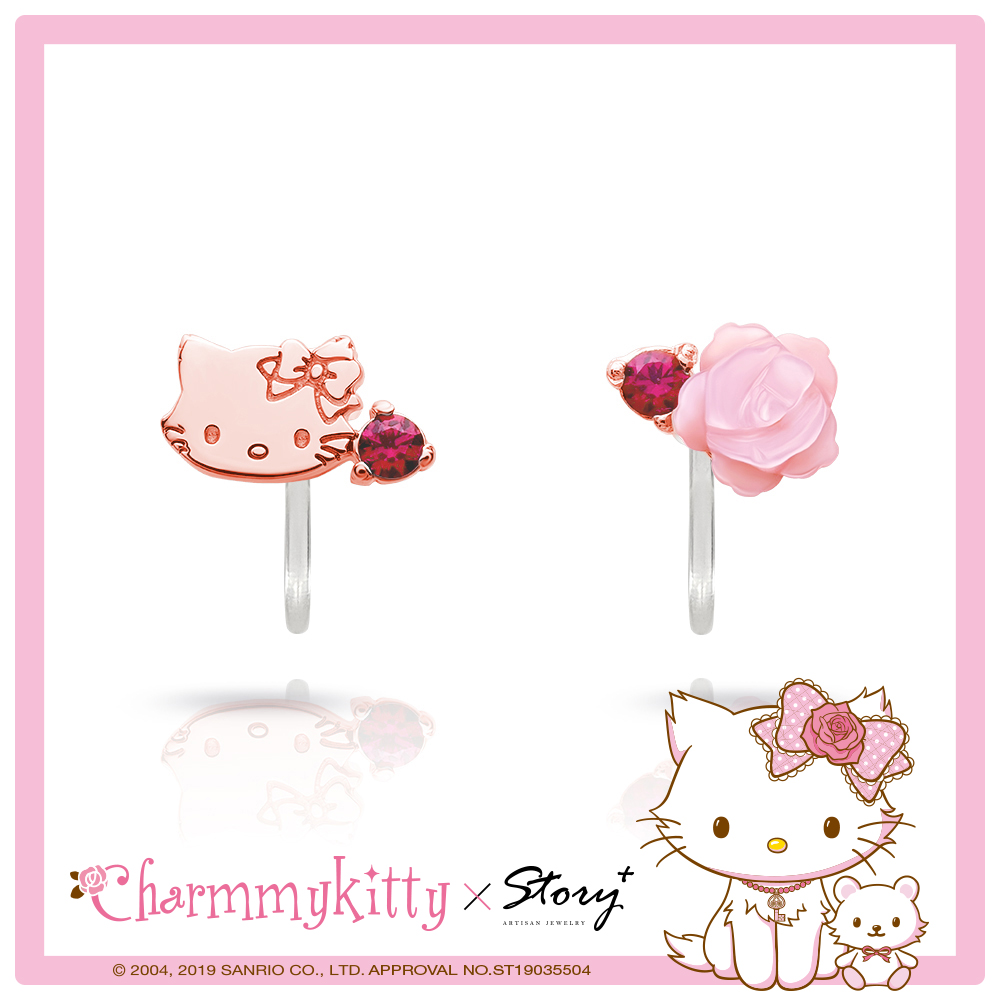 恰咪甜美系列-CharmmyKitty玫瑰純銀耳環(玫瑰金)_1