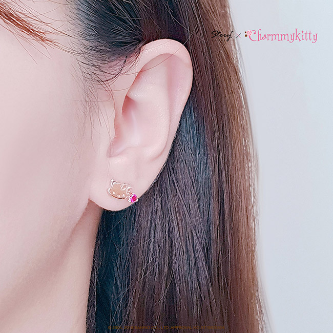恰咪甜美系列-CharmmyKitty玫瑰純銀耳環(玫瑰金)_9